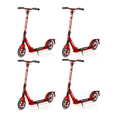 Hurtle Renegade Lightweight Foldable Teen and Adult Kick Scooter, Red (4 Pack) - VMInnovations