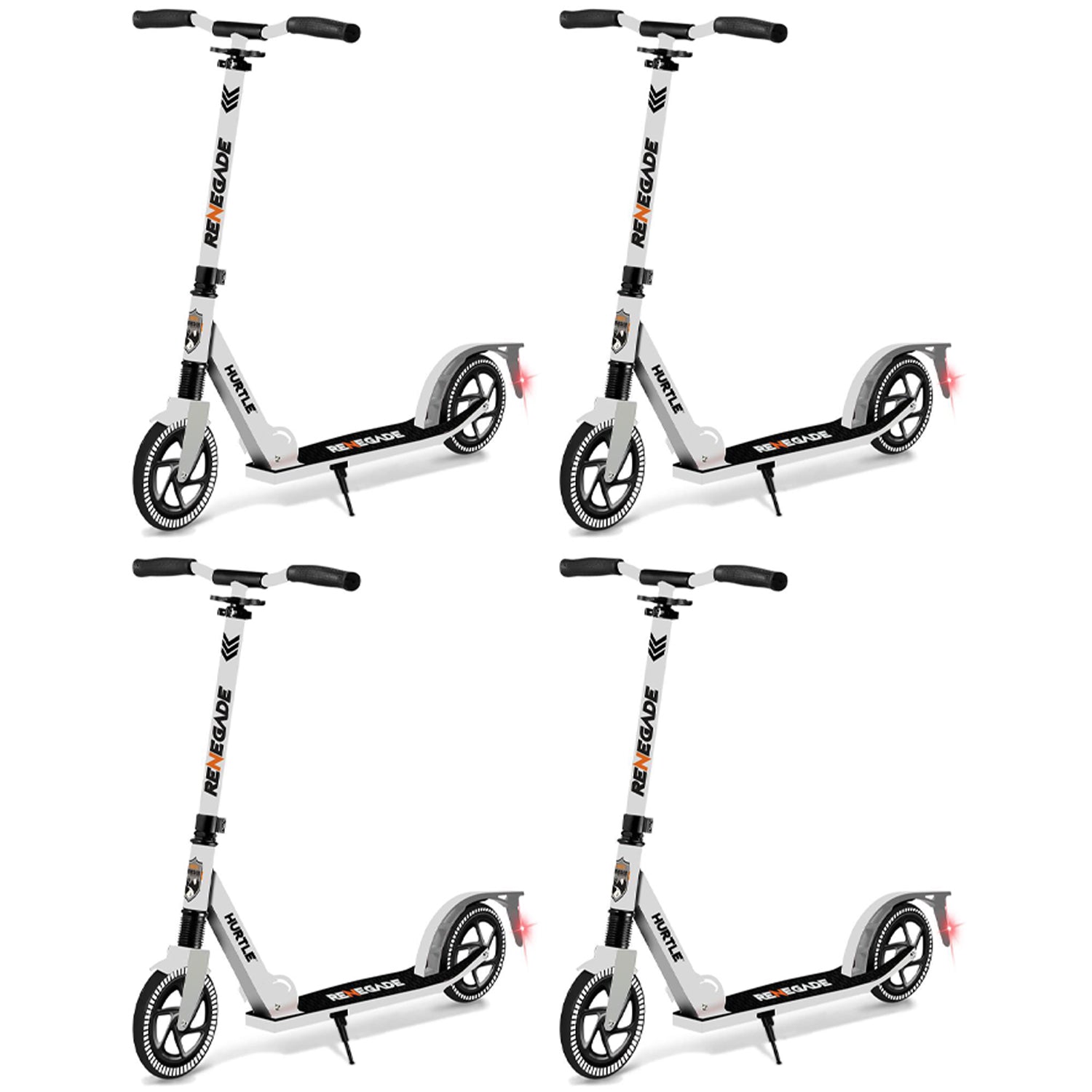 Hurtle Renegade Lightweight Foldable Adult Commuter Kick Scooter, White (2 Pack) - VMInnovations