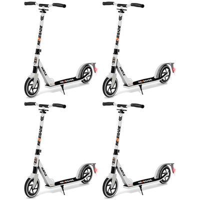 Hurtle Renegade Lightweight Foldable Adult Commuter Kick Scooter, White (2 Pack) - VMInnovations