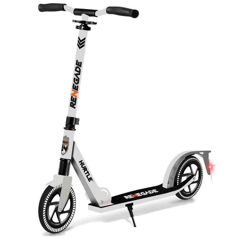 Hurtle Renegade Lightweight Foldable Teen and Adult Commuter Kick Scooter, White - VMInnovations