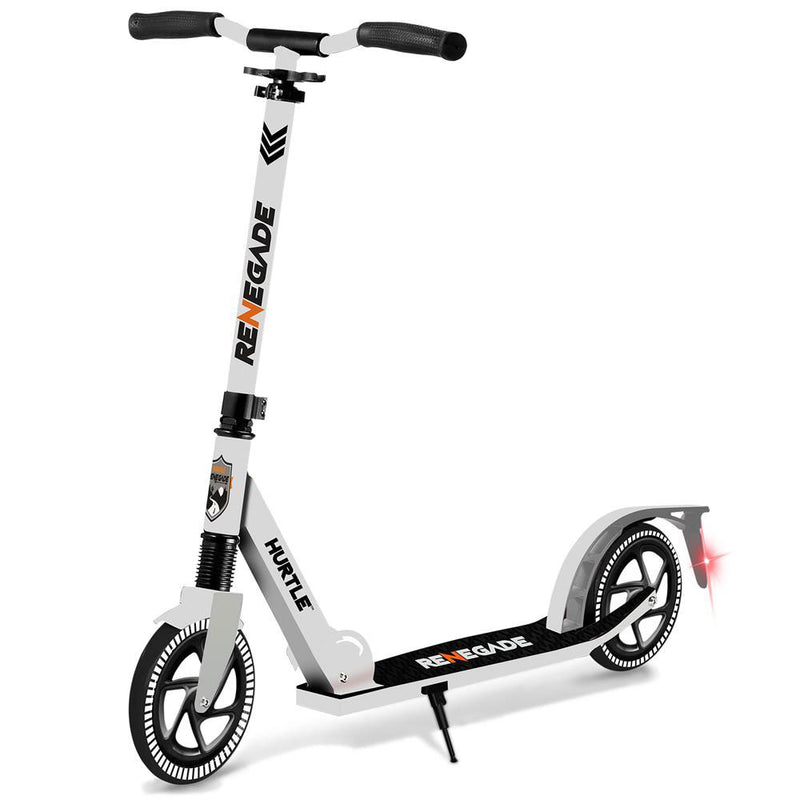 Hurtle Renegade Lightweight Foldable Adult Commuter Kick Scooter, White (2 Pack)