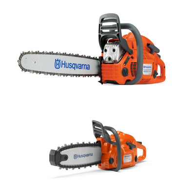 Husqvarna 455 Rancher 20 Inch Gas Powered Chainsaw and 440 Toy Kids Chainsaw - VMInnovations