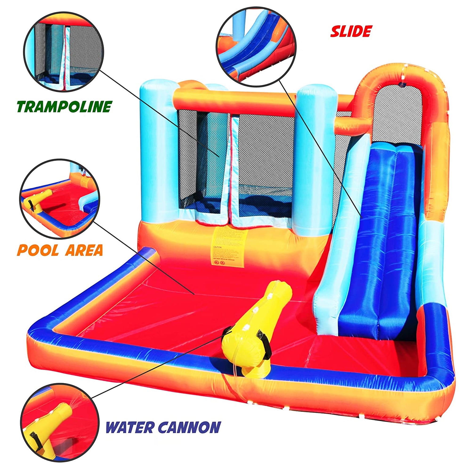 Hoovy Kids Bounce House Trampoline Water Park Slide w/ Blower (Open Box)