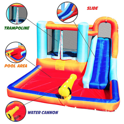 Hoovy Kids Bounce House Trampoline Water Park Slide w/ Blower (Open Box)