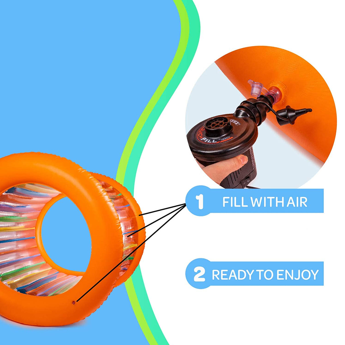 Hoovy 51" Inflatable Roller Wheel Toy for Kids & Adult Activities (For Parts)
