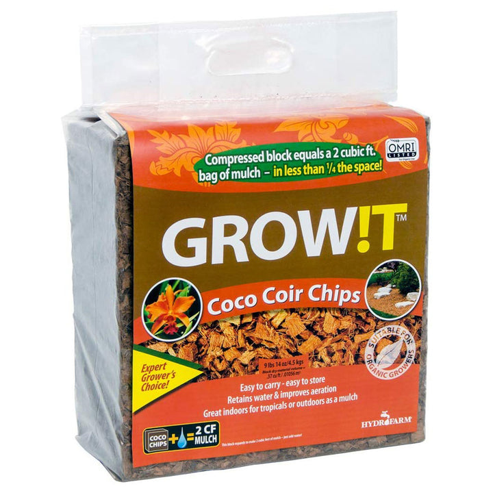 Hydrofarm GROW!T JSCC2 Organic Coco Coir Tropical Planting Mulch Chips, 2 Cu Ft - VMInnovations