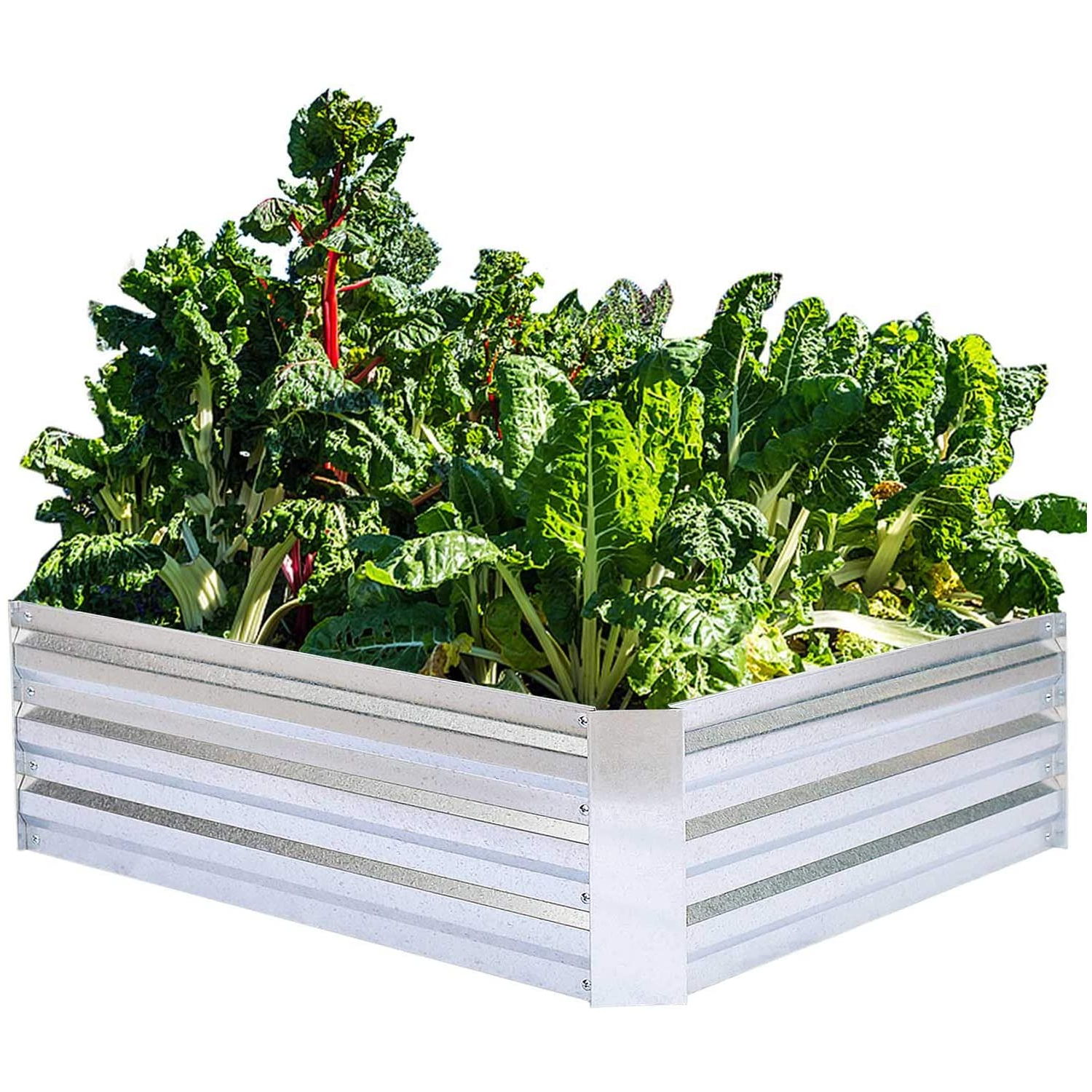 FOYUEE Galvanized Outdoor Steel Metal Raised Garden Beds for Vegetables, Gray - VMInnovations