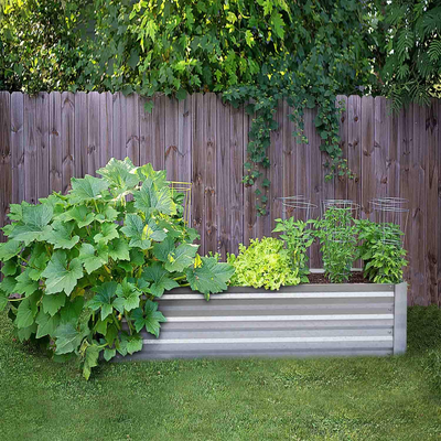 FOYUEE Galvanized Outdoor Steel Metal Raised Garden Beds for Vegetables, Gray - VMInnovations