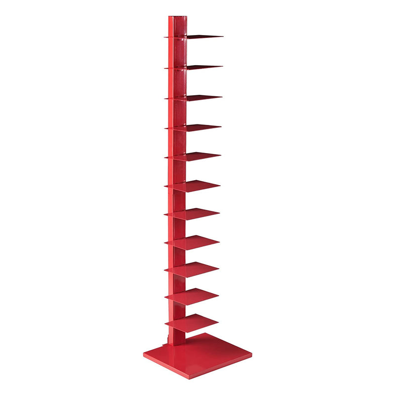 SEI Furniture 65 In 12 Tier Metal Spine Tower Shelf Organizer, Red (Open Box)