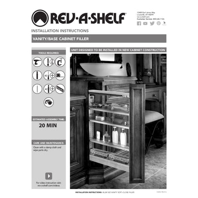 Rev-A-Shelf 432-BFSC-3C 3" Cabinet Base Filler Soft Close Organizer Rack, Maple