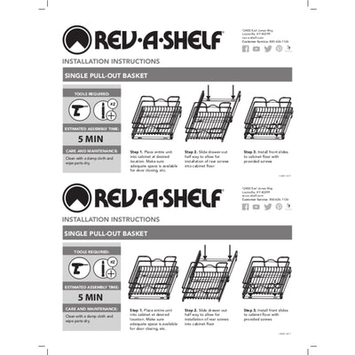 Rev-A-Shelf 5WB1-1222CR-1 12"x22" Single Pull Out Basket (Certified Refurbished)