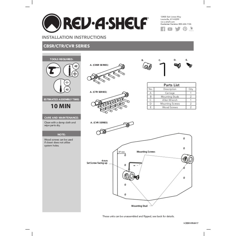 Rev A Shelf CVR-14-SN 14-Inch Extendable Closet Valet Rod, Satin Nickel (2 Pack)