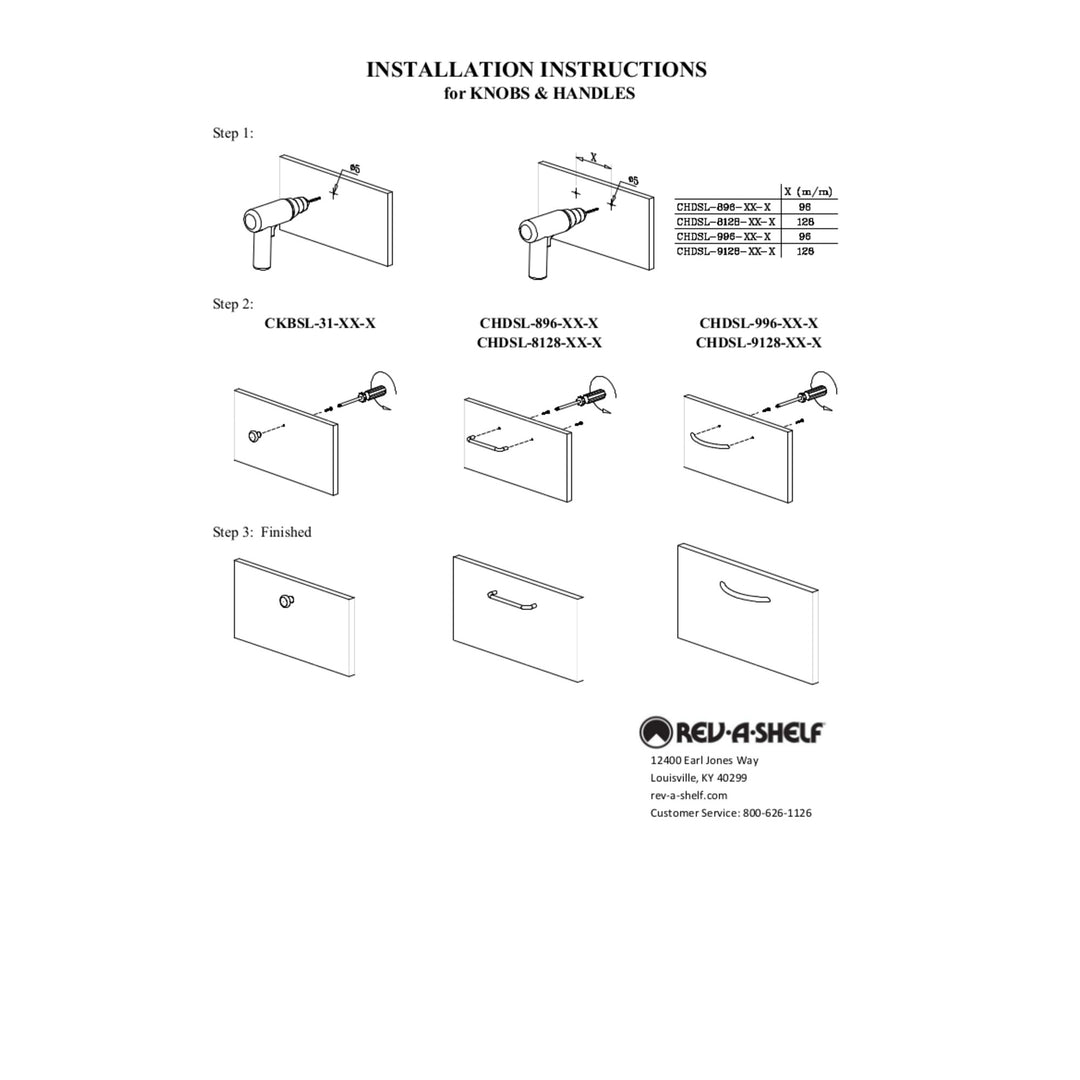 Rev-A-Shelf Sidelines Pull Out Door Handle 9 mm x 5 in 10-Pack, CHDSL-9128-BZ-10