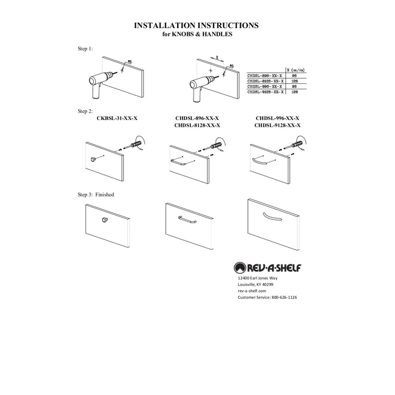 Rev-A-Shelf Sidelines Pull Out Door Handle 9 mm x 5 in 10-Pack, CHDSL-9128-BZ-10