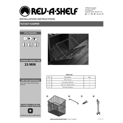 Rev-A-Shelf Sidelines CTOHBSL-161419-CR-1 16" Wire Laundry Hamper Cabinet Basket
