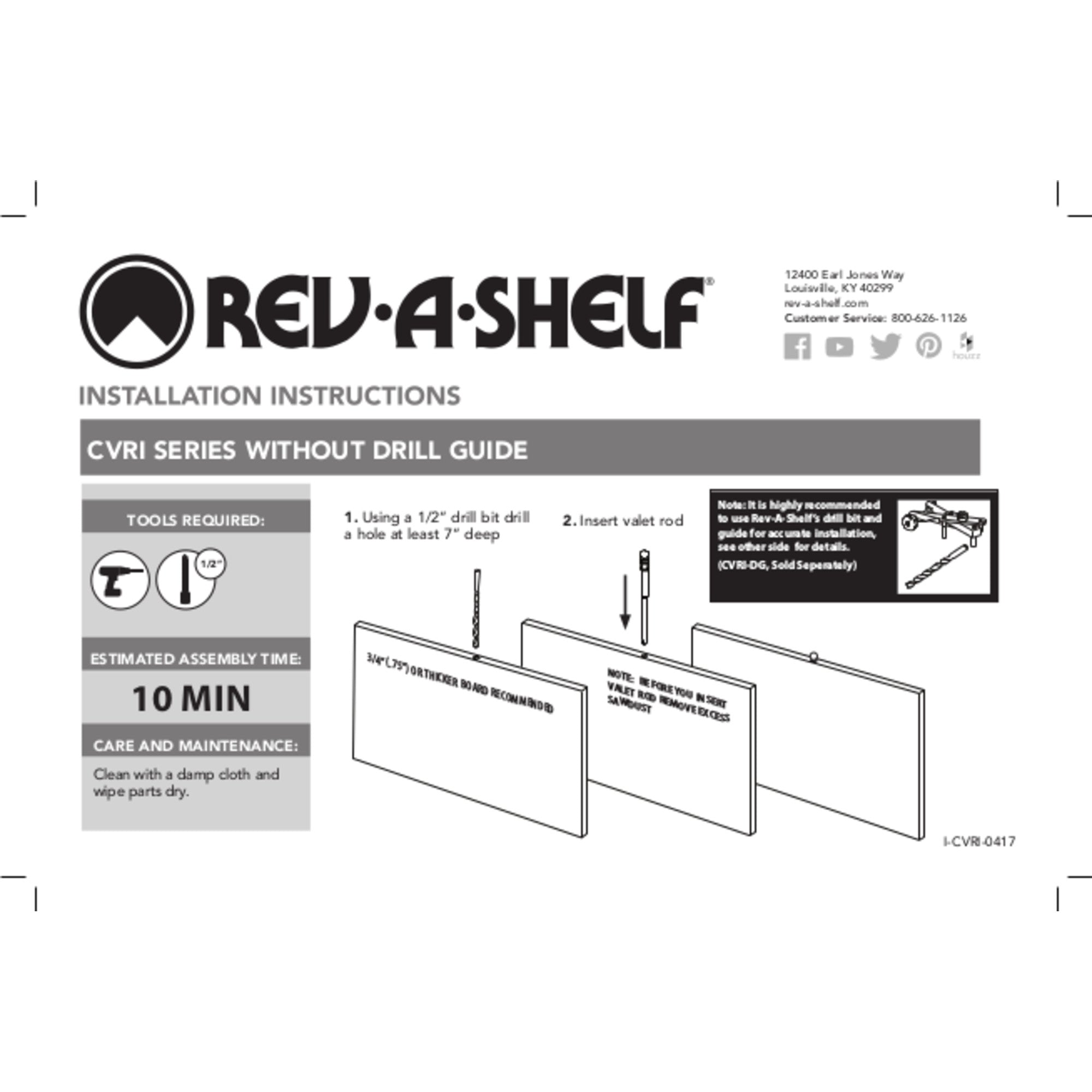 Rev-A-Shelf Designer Series 7-Inch Adjustable Closet Insert Valet Rod (Open Box)