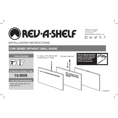 Rev-A-Shelf Designer Series 7-Inch Adjustable Closet Insert Valet Rod (Open Box)