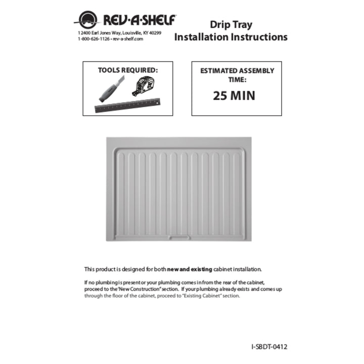 Rev-A-Shelf Under Sink Base Drip Tray Cabinet Accessory, Almond, SBDT-3942-A-1