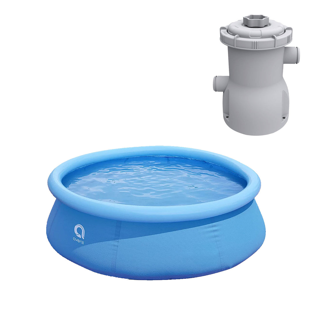 JLeisure 8 Ft Prompt Set Inflatable Pool Bundle with Pool Filter Cartridge Pump