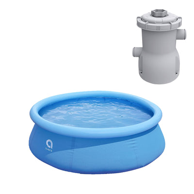 JLeisure 8 Ft Prompt Set Inflatable Pool Bundle with Pool Filter Cartridge Pump - VMInnovations