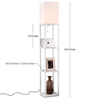 Brightech Maxwell Standing Tower Floor Lamp with Shelves and USB Port, (2 Pack)