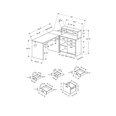 Monarch Specialties Left or Right Facing Corner Computer Desk Hutch  (Used)
