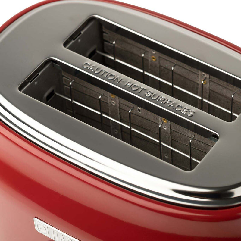 Haden Dorset Wide Slot Stainless Steel Countertop Retro Toaster, Red (Used)