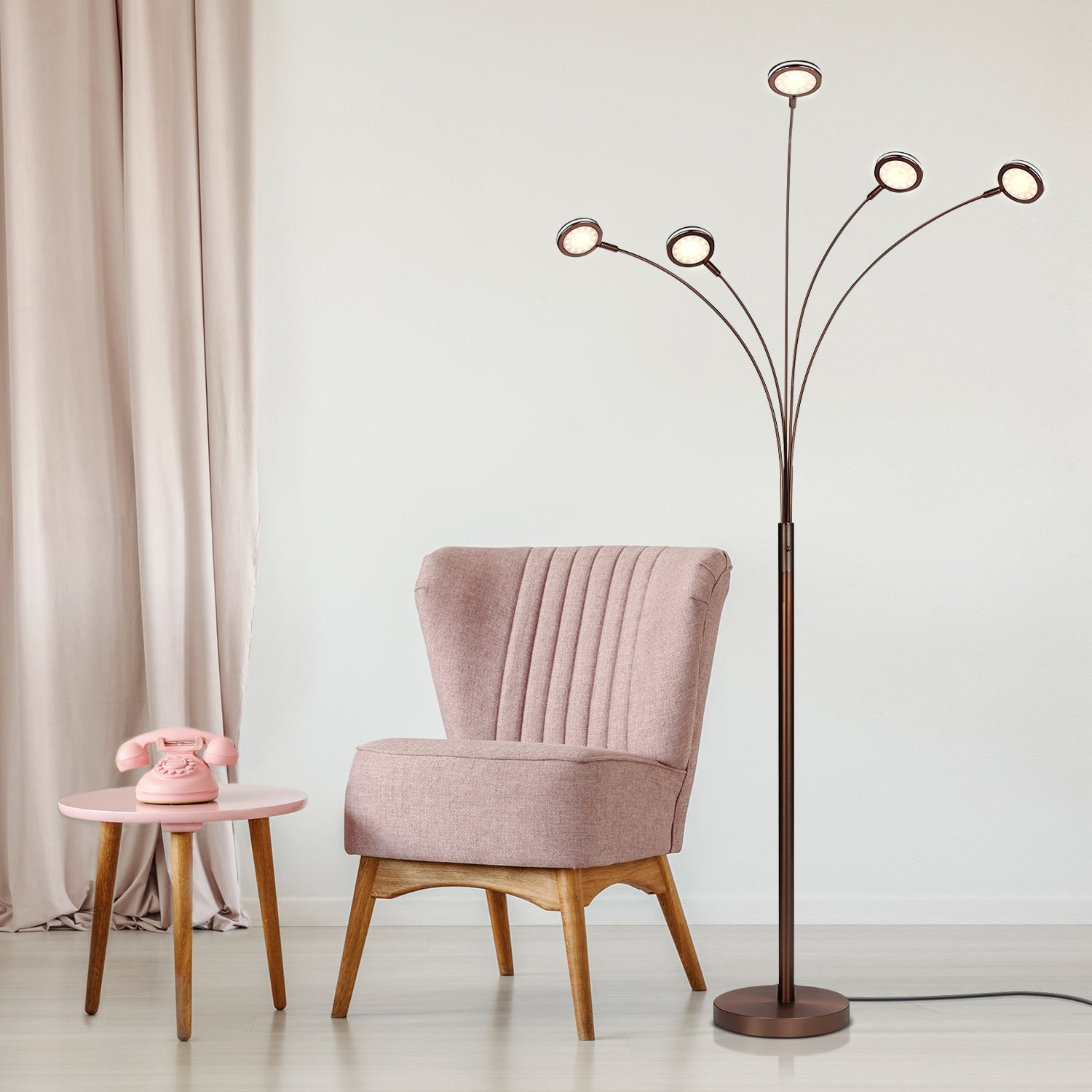 Brightech Orion 5 LED Bright Standing Touch Sensor Floor Lamp, Bronze (Open Box)