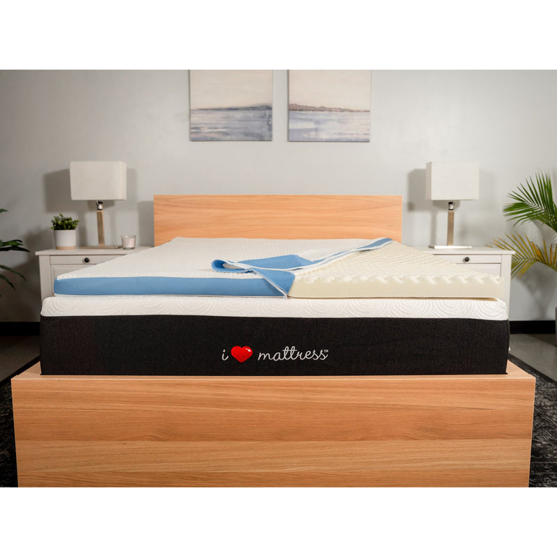 I Love Pillow Infused Memory Foam Mattress Topper w/ Cold Cover, Twin (2 Pack)