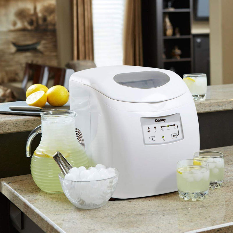 Danby 2-Pound Capacity Electric Self-Cleaning Portable Ice Maker, White (Used)