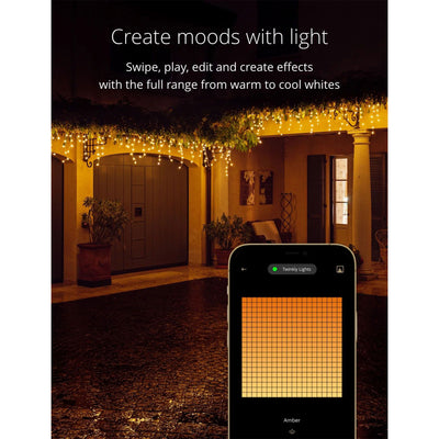 Twinkly Icicle App-Controlled Smart LED Christmas Lights 190 AWW Amber/White