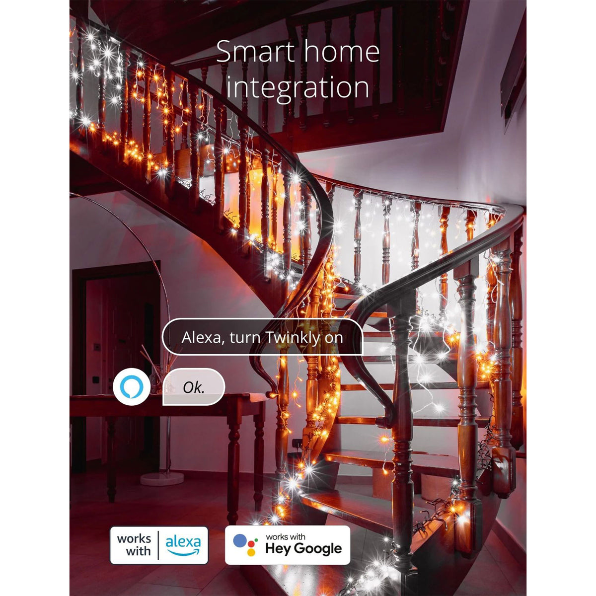 Twinkly Icicle App-Controlled Smart LED Christmas Lights 190 AWW Amber/White