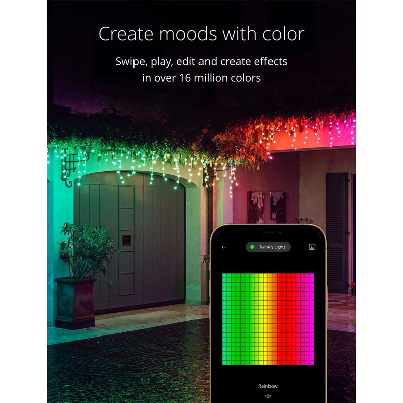 Twinkly Icicle App-Controlled Smart LED Christmas Lights 190 Multicolor (2 Pack)