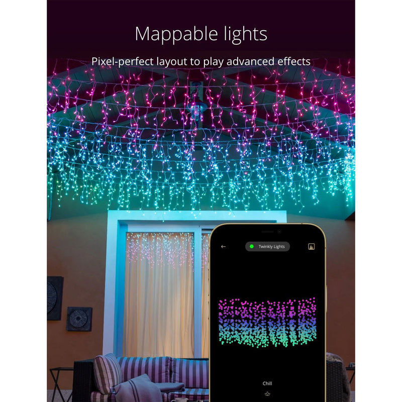 Twinkly Icicle App-Controlled Smart LED Christmas Lights 190 Multicolor RGB 16ft - VMInnovations