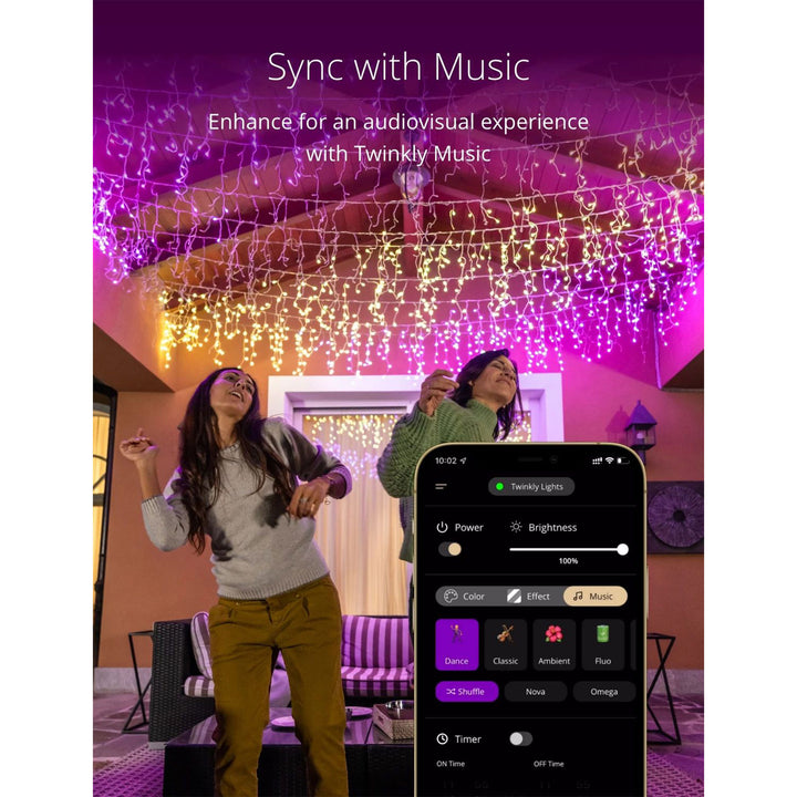 Twinkly Icicle App-Controlled Smart LED Christmas Lights 190 Multicolor (2 Pack) - VMInnovations