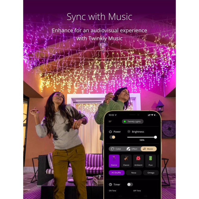 Twinkly Icicle App-Controlled Smart LED Christmas Lights 190 RGB (For Parts)