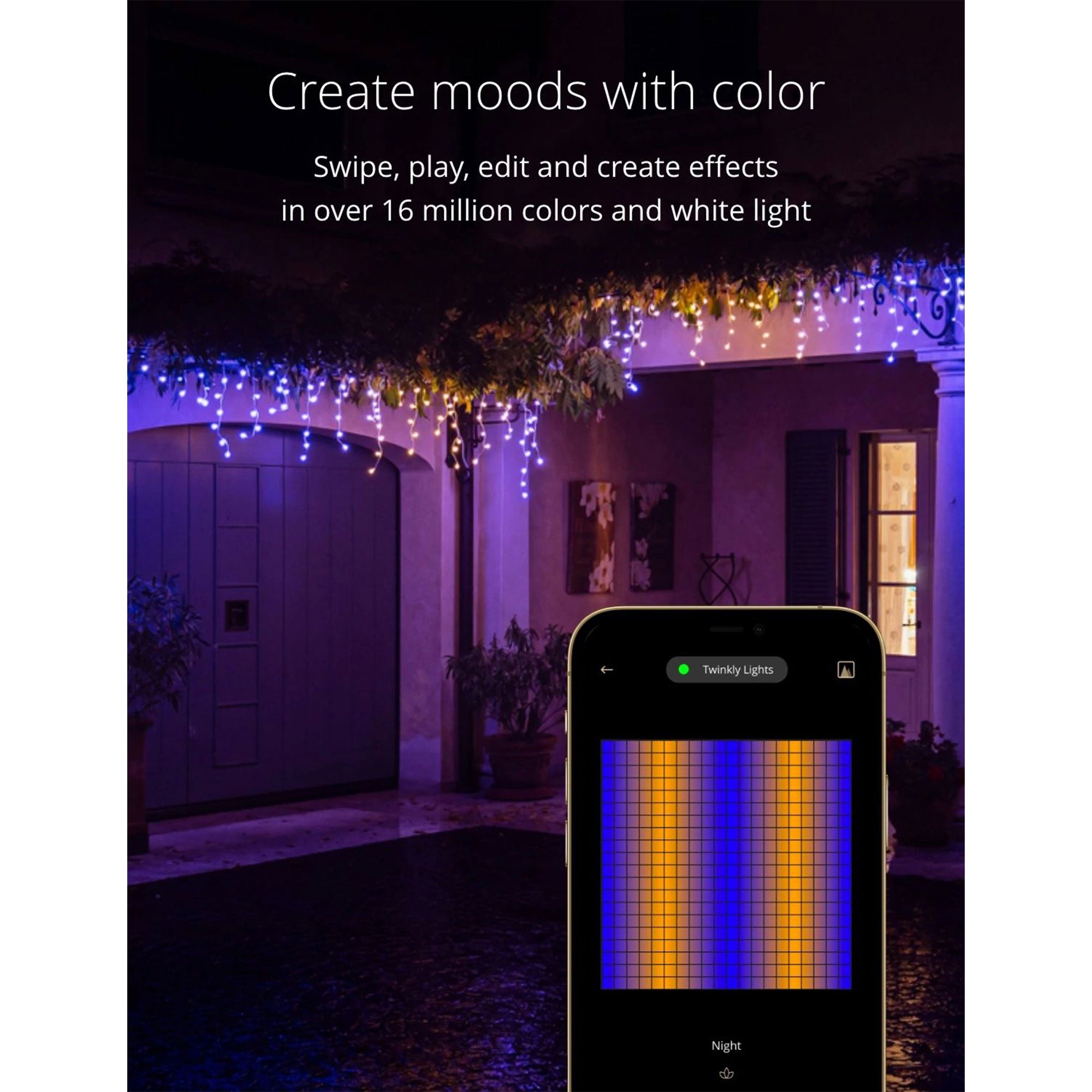 Twinkly Icicle + Music 190 LED RGB+W Christmas Lights with Music Syncing Device