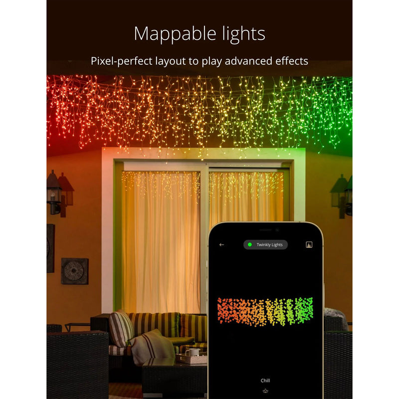 Twinkly Icicle + Music 190 LED RGB+W Christmas Lights with Music Syncing Device