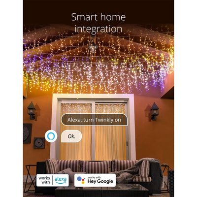 Twinkly Icicle + Music 190 LED RGB+W Christmas Lights with Music Syncing Device