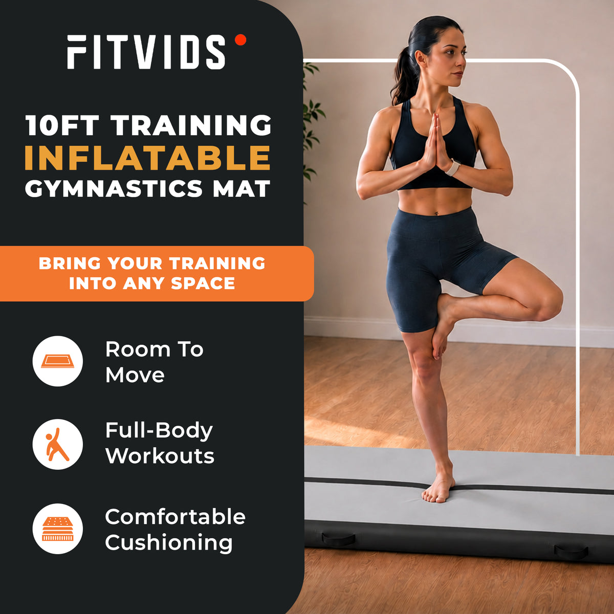 Fitvids 10 Ft Inflatable Gymnastics Mat, Air Track Mat with Electric Pump, Blue