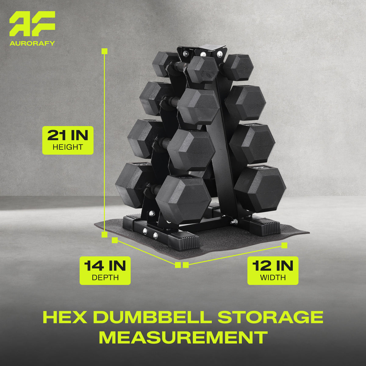 Aurorafy Rubber Encased Training Hex Dumbbell Set, 5lb, 10lb, 15lb, 20lb Pairs