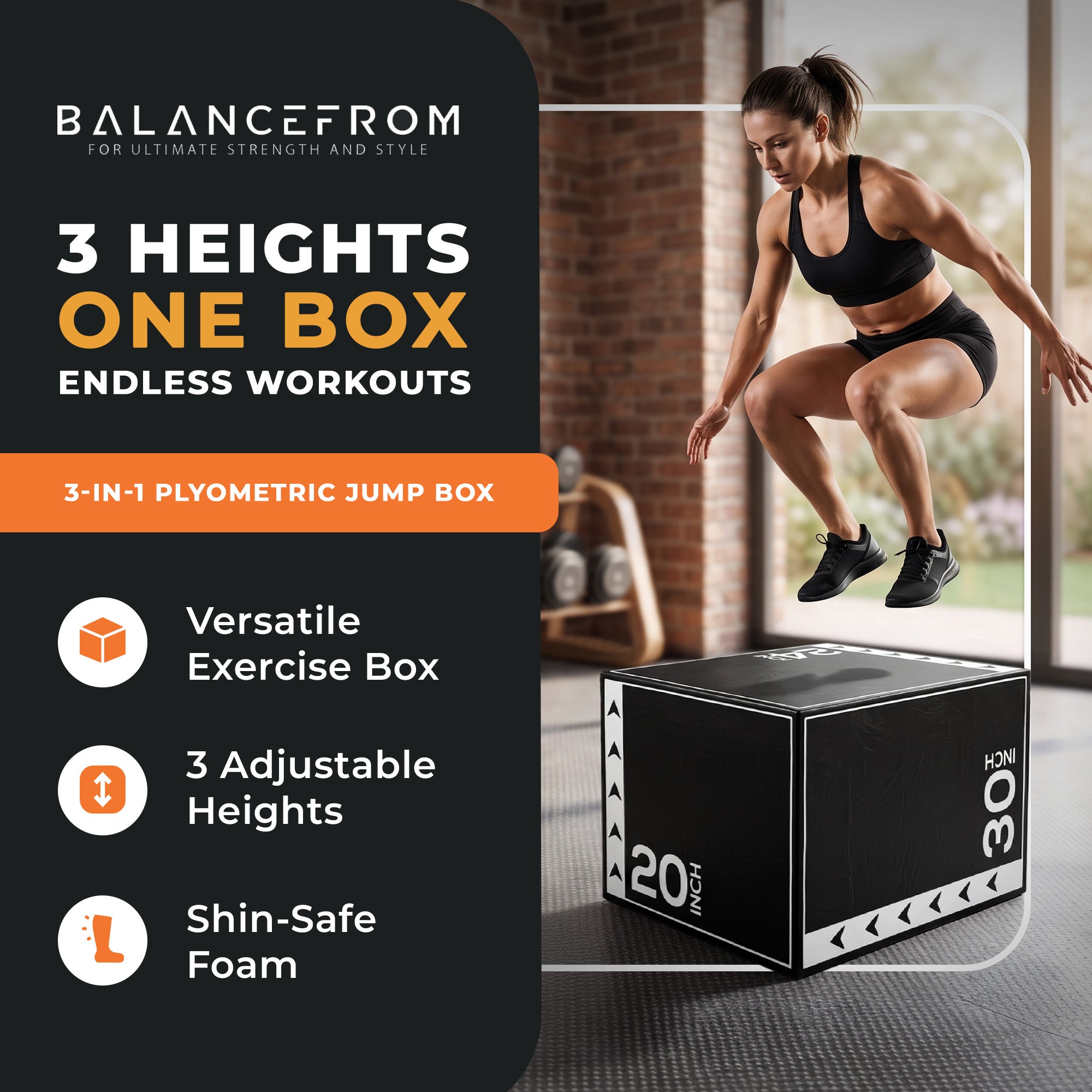 BalanceFrom Fitness 16 Pound Versatile 3-in-1 Plyometric Jumping Exercise Box