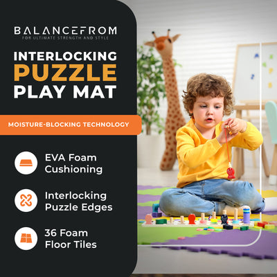 BalanceFrom 9 Color Thick Interlocking Puzzle Foam Play Mats, 36 SqFt(Open Box) - VMInnovations