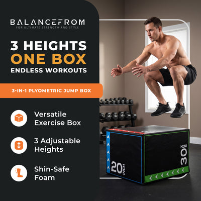 BalanceFrom Fitness 16 Pound Versatile 3 in 1 Plyometric Jumping Exercise Box