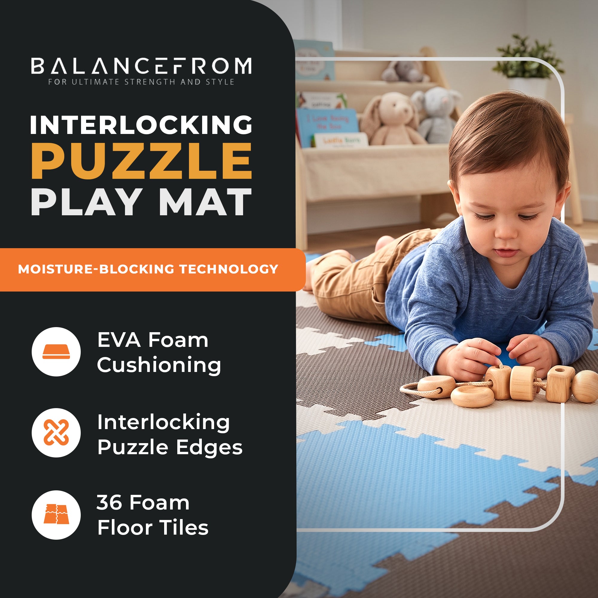 BalanceFrom 36 Tile Thick Interlocking Puzzle Foam Exercise Play Mat (Open Box)
