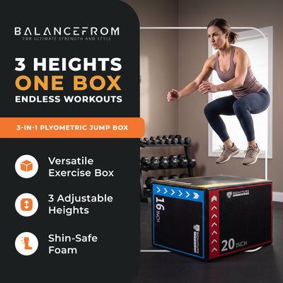 BalanceFrom 3-in-1 Foam Plyometric Jump Box, Workout Platform (Open Box)