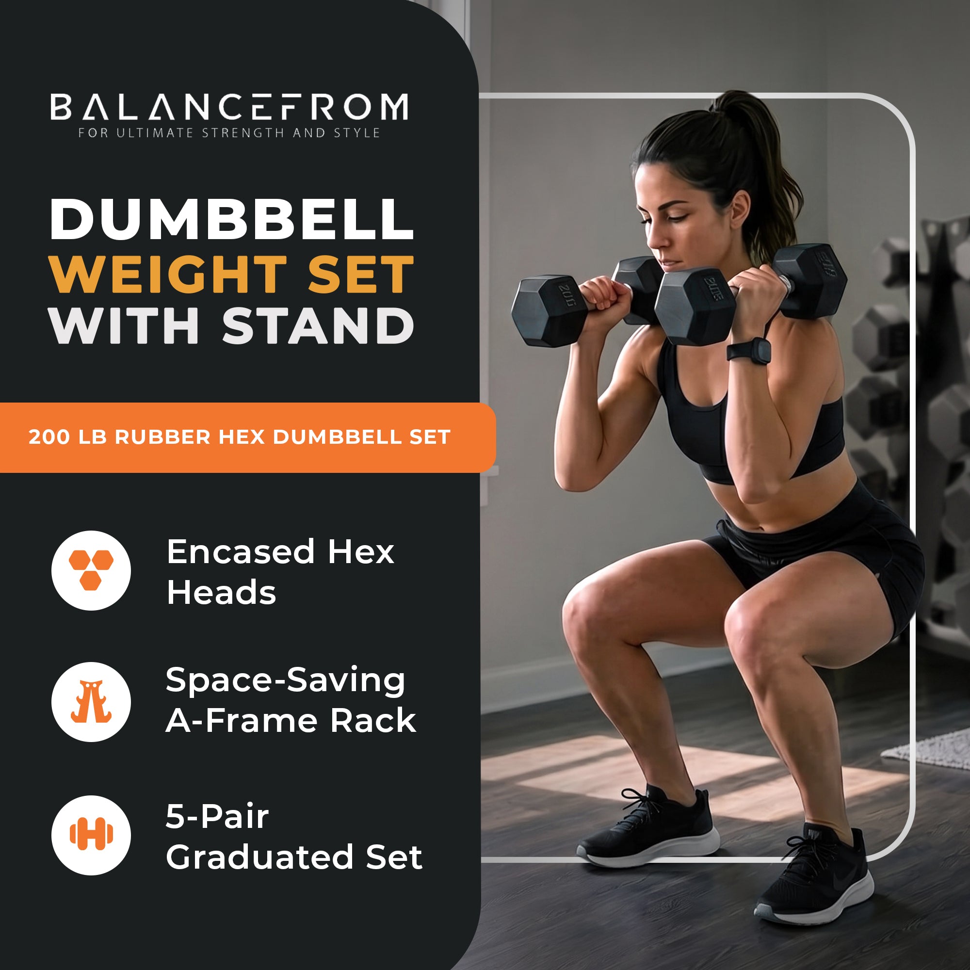 BalanceFrom Signature Alloy Steel 150 lb Rubber Encased Hex Dumbbell Set, Black (For Parts)