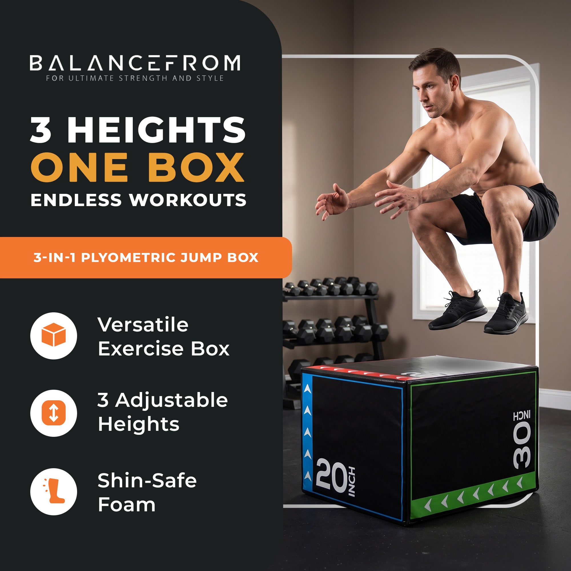 BalanceFrom 16lb Versatile 3 in 1 Plyometric Jumping Exercise Box (Open Box)
