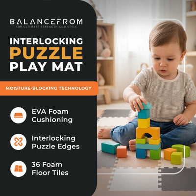 BalanceFrom Fitness 36 Tile Thick Interlocking Puzzle Foam Exercise Mat (Used)