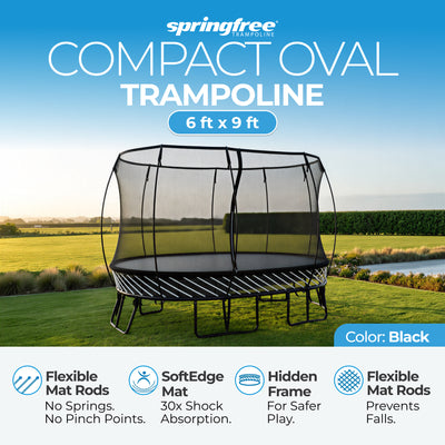 Springfree 6' x 9' Oval Outdoor Backyard Trampoline with FlexiNet and Soft Edge